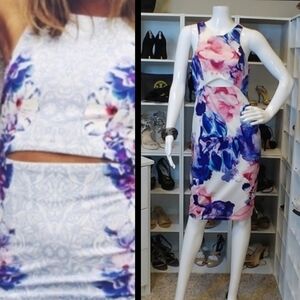 LF RUMOR BOUTIQUE PINK BLUE FLORAL DRESS S